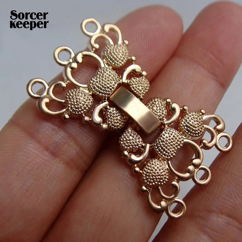 5 PCS Findings & Components Vintage Gold Clasps for Jewellery Metal Copper Diy Pearl Necklace Toggle Connector -SorcerKeeper