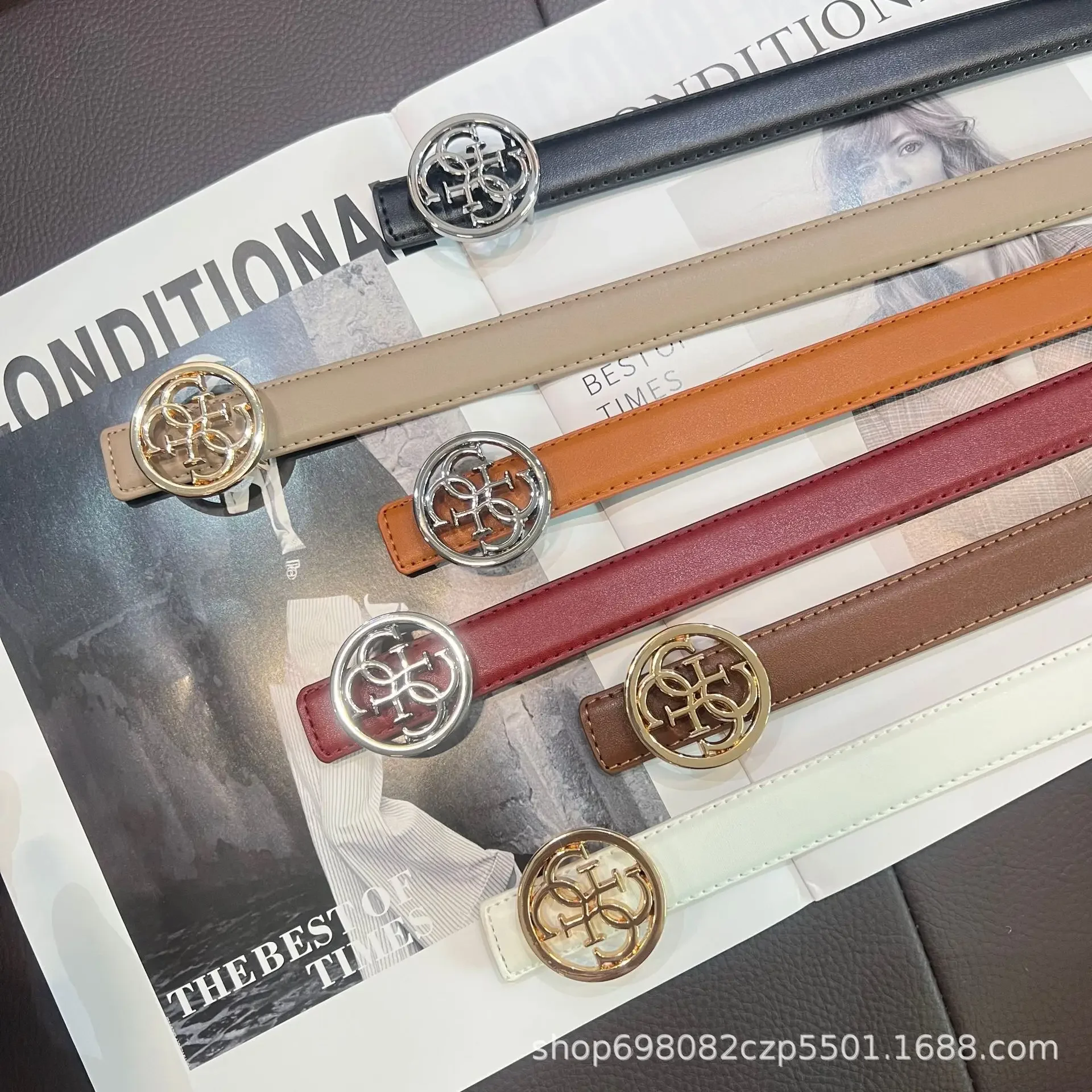 

Ceinture à boucle avec lettres simplifiées pour femmes, jupe et pantalon, ceinture décorative, à la mode, polyvalente