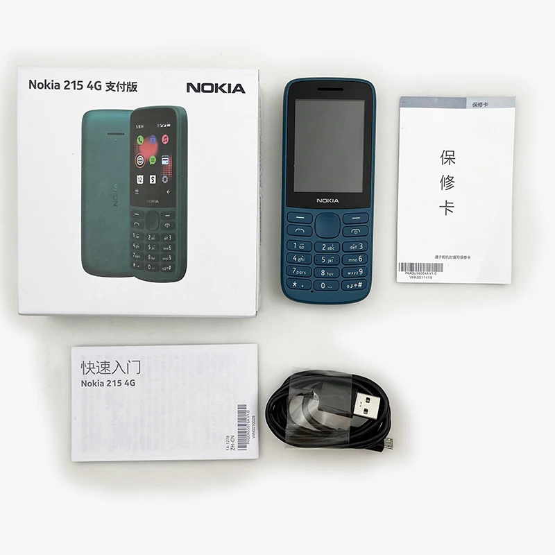 Global Rom New Original Nokia 215 4G Mobile Phone 2.4 Inch Bluetooth FM Radio 1150mAh Bettery Dual SIM Feature Push-button Phone