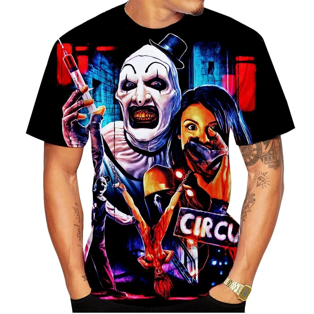 Horror Evil Movie Terrifier 3d Print T-shirt Men Women Fashion T-shirts Boys Tops Tees Oversized Tshirt Summer Camiseta Homme