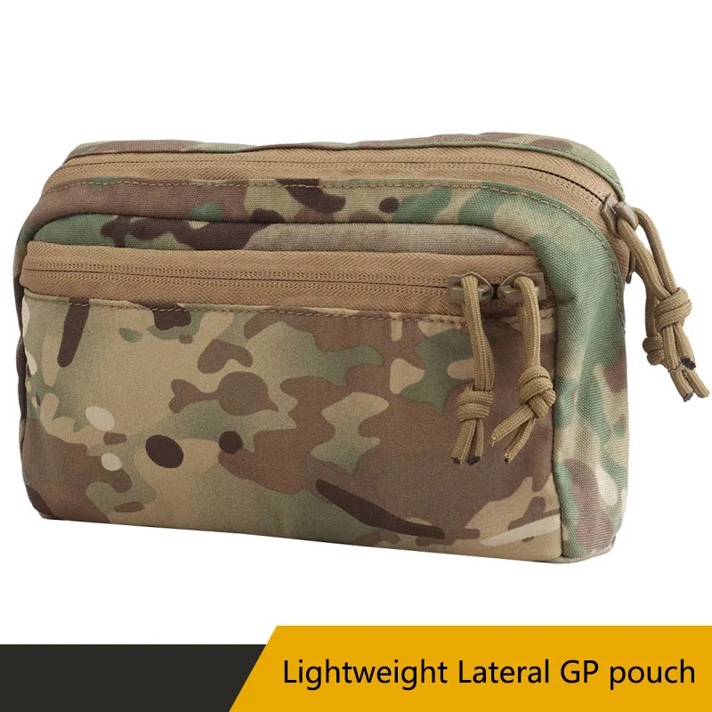 Lightweight Horizontal GP Pouch, Tactical Expansion Molle Storage Bag,Bidirectional Zipper, Built-in Fixed Ring, Sundry Tool Bag