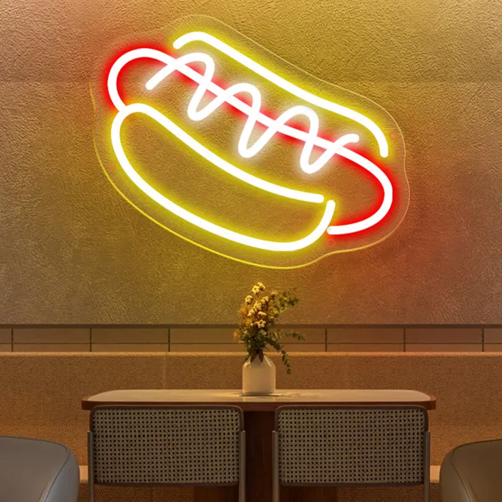 Neon Led Signs Hotdog Pizza Open Neon Sign Business Restaurant Bar Store Decor Led Night Lights For Wall Art Room Decoration USB