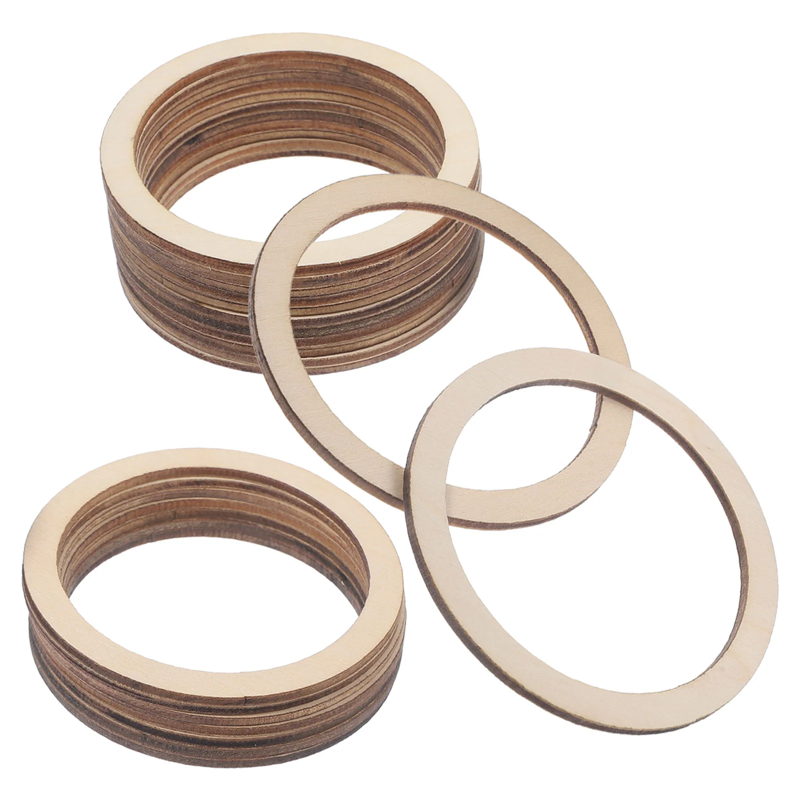 

20 Pcs Jewelry Accessories Crafting Wood Circles Curtain Rings Decorative Round Lace Wooden Hoops For Crafts Unfinished