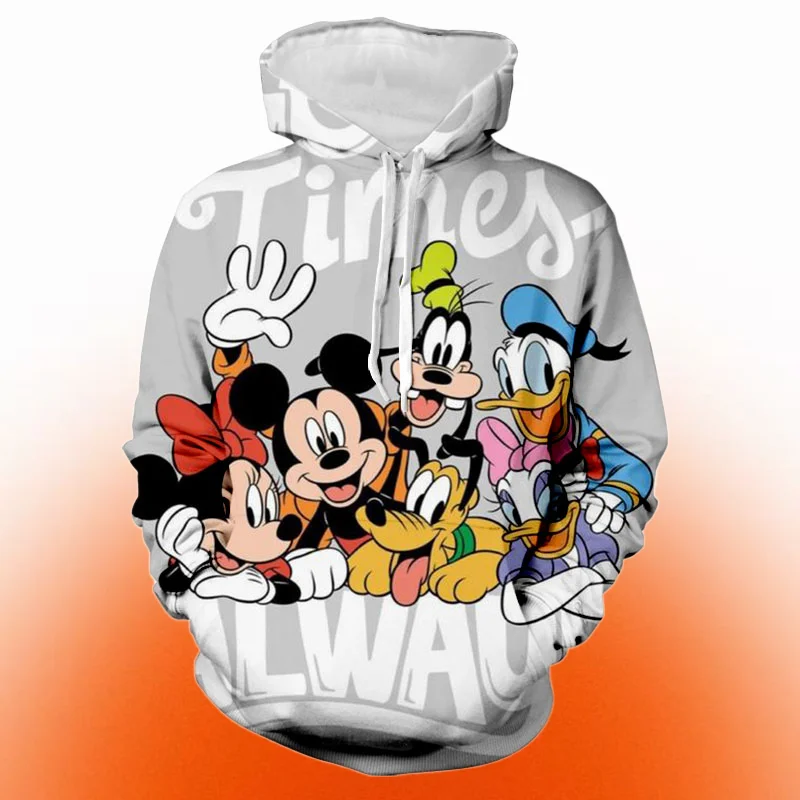 

2025 New Streetwear Hoodie Men's Fall Long Sleeve Harajuku Disney Donald Duck and Mickey Brand 3D Printed Casual Sweatshirt