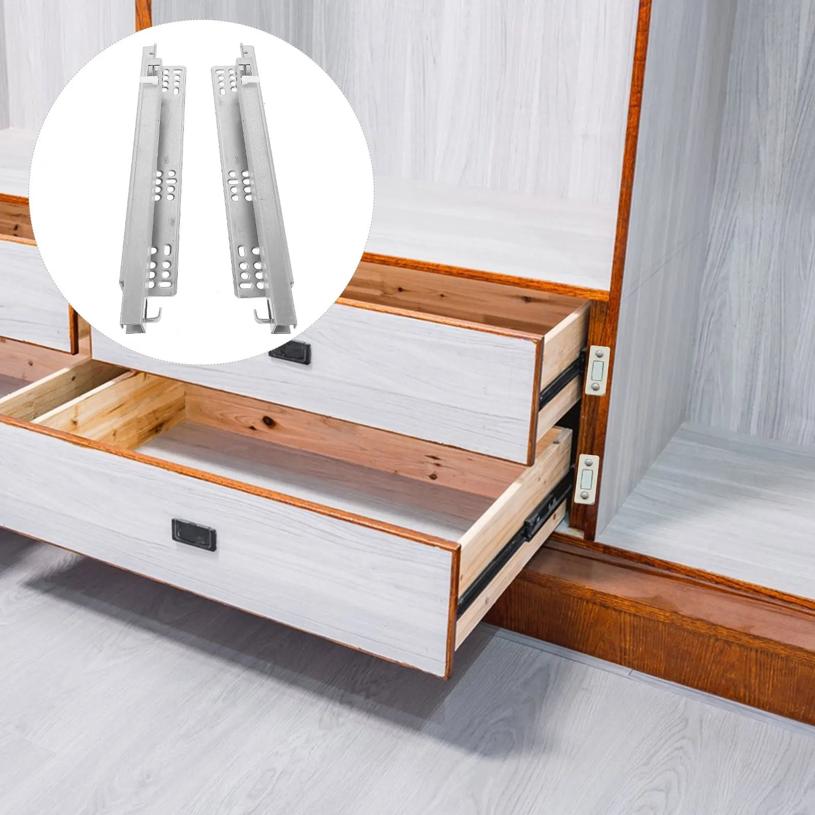 

2Pcs Bottom Mount Hidden Buffer Drawer Slides Stainless Steel Silent Smooth Slide Track Cabinet Drawer Rails Full Extension