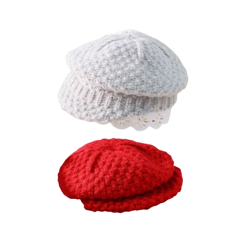 

Newborns Photography Lovely Baby Knitted Hat Comfortable & Breathable Bonnet Solid Color Photoshoots Props