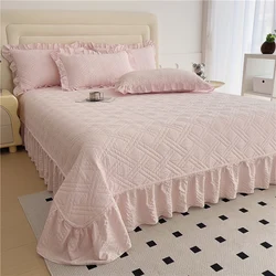 Bonenjoy Bed Cover Plain Bedspread Lace Style Bed Linen 250x250/250x270 Thicken Bedsheets colchas matrimoniales (No Pillowcase)
