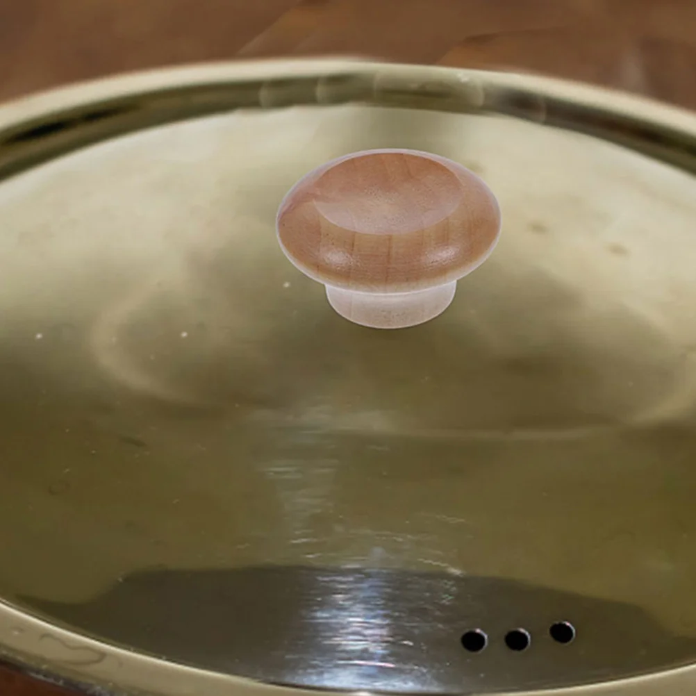 

5pcs Pot Lid Knob Wood Handle Universal Replacement For Soup Pot Steaming Wok Glass Lid Cookware Accessories Kitchen Utensil