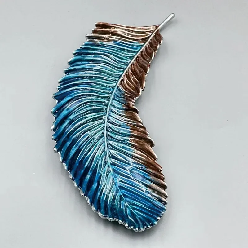 Exquisite Feather Key Storage Box Decorative Jewelry Tray for Dresser Desktop Small Ornament American