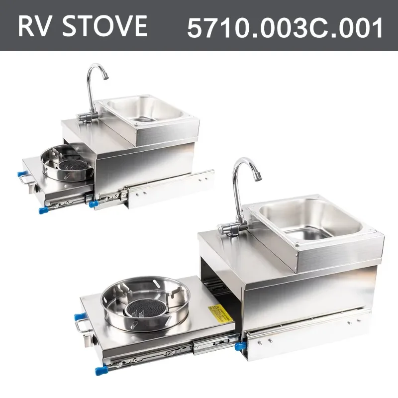 Boat Caravan Campervan Motorhome RV Stainless Steel Pull Out Gas Stove Burner Cooker with Intergrated Sink and Faucet