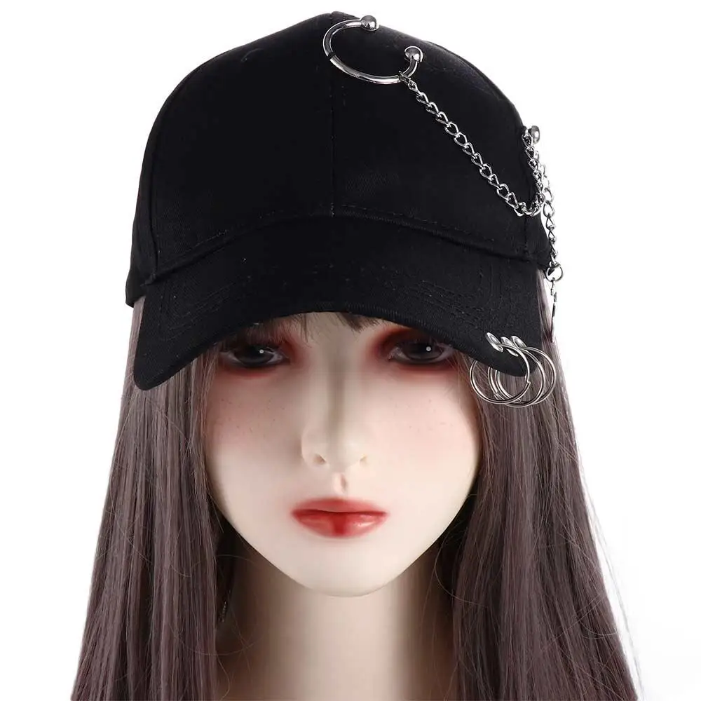 Prosta, regulowana, sportowa czapka bejsbolówka męska i damska na zewnątrz z łańcuszkiem, z zapięciem na zatrzask, daszkiem i ochroną przeciwsłoneczną.