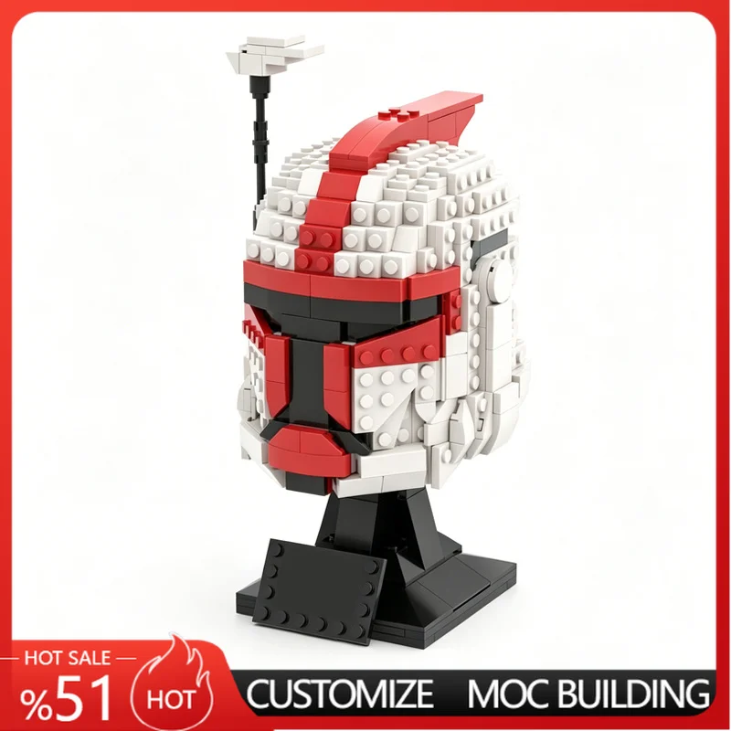 613 Pcs Sci Fi Interstellar Trooper Helmet Bust Display Model Custom Building Blocks DIY Assembly Toy Gift For Hobby Collectors