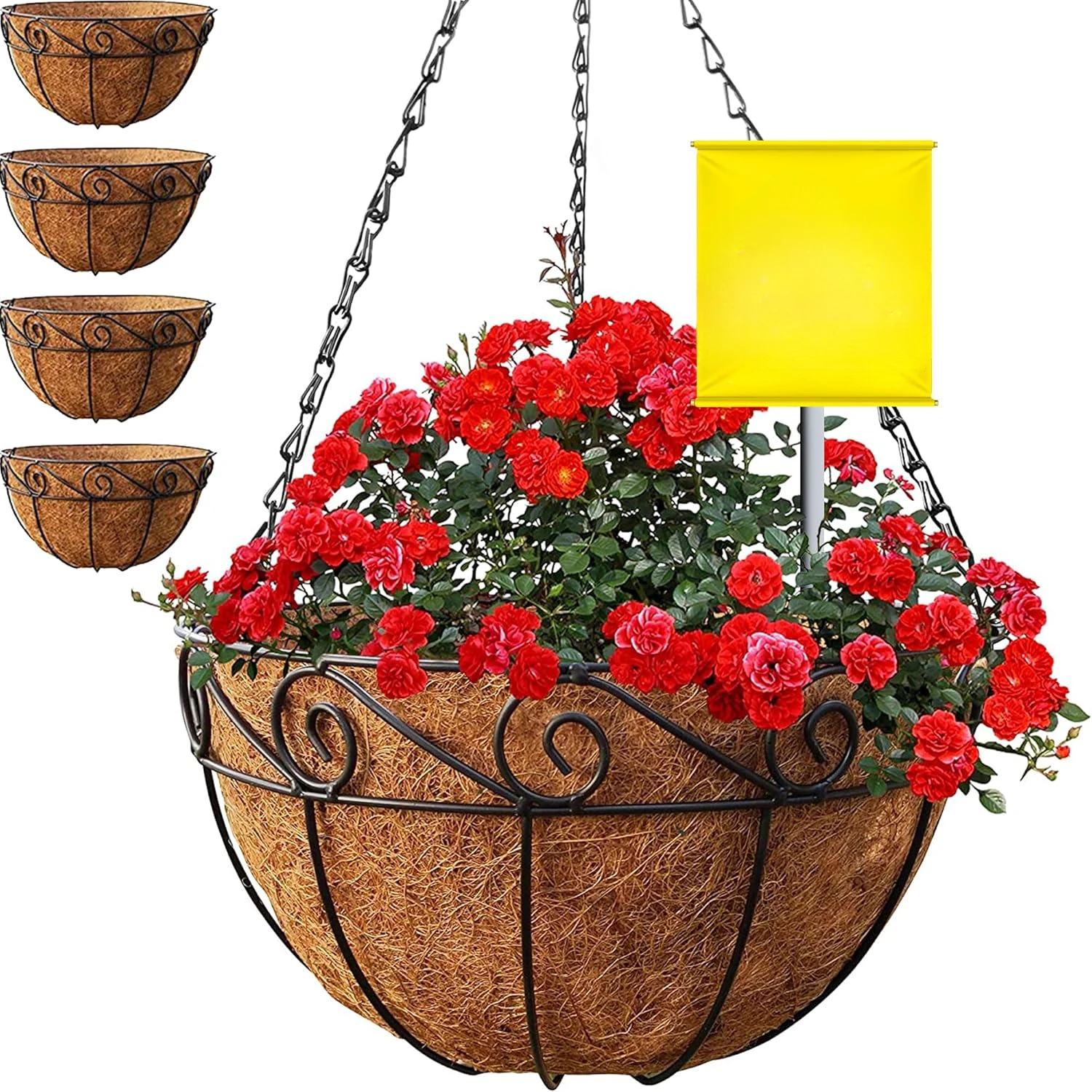 

Hanging Planters for Outdoor Plants, 4 pk, 14" Metal Hanging Baskets for Plants Outdoor, Large Hanging Flower Pots for Outside