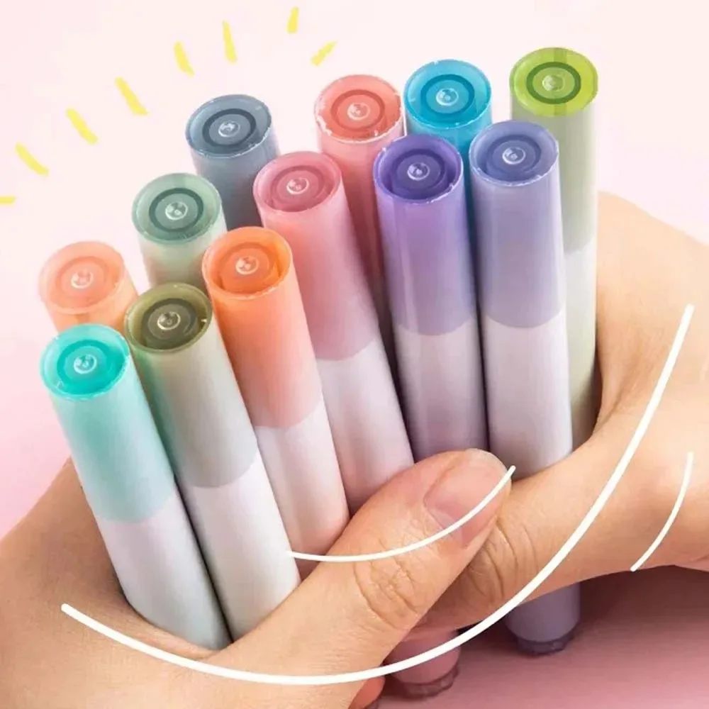 

12 Pcs Colored Eye Highlighters with 4mm Wide Tip. Suitable for School Student Ledger, Marking, Drawing, Doodling