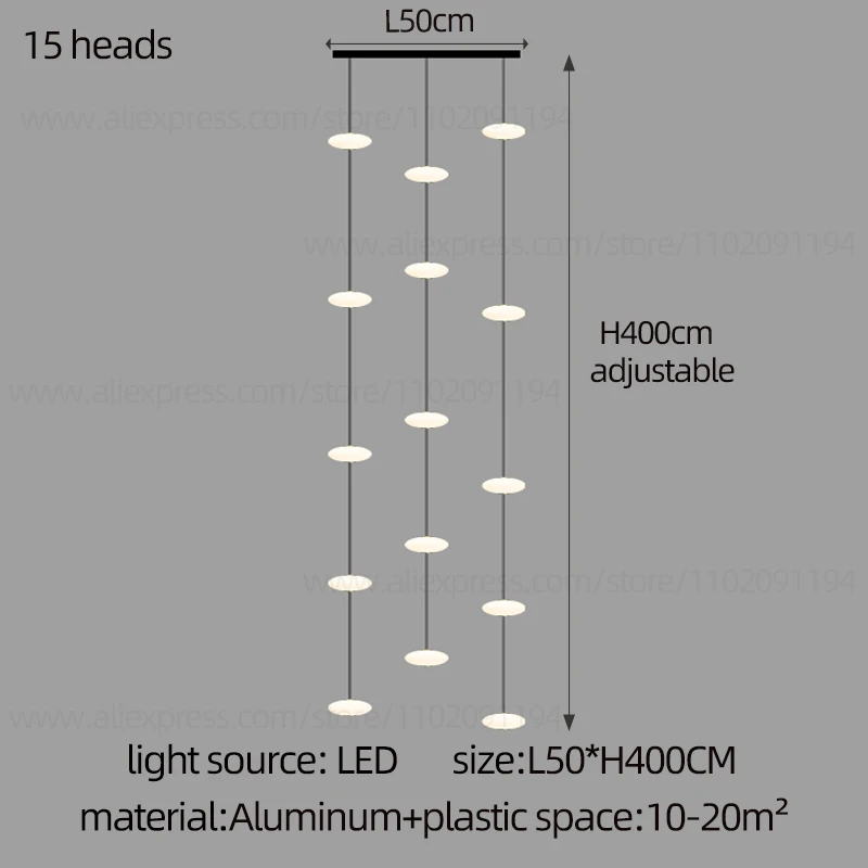 LED minimalistische kroonluchter duplex gebouw zolder verlichtingsarmaturen Noordse hangende kroonluchter Villa draaiende trap hangend