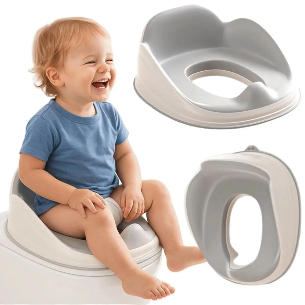 Asiento de inodoro para niños listo para usar con respaldo, inodoro de entrenamiento de plástico, cubierta de asiento de inodoro ligera y resistente