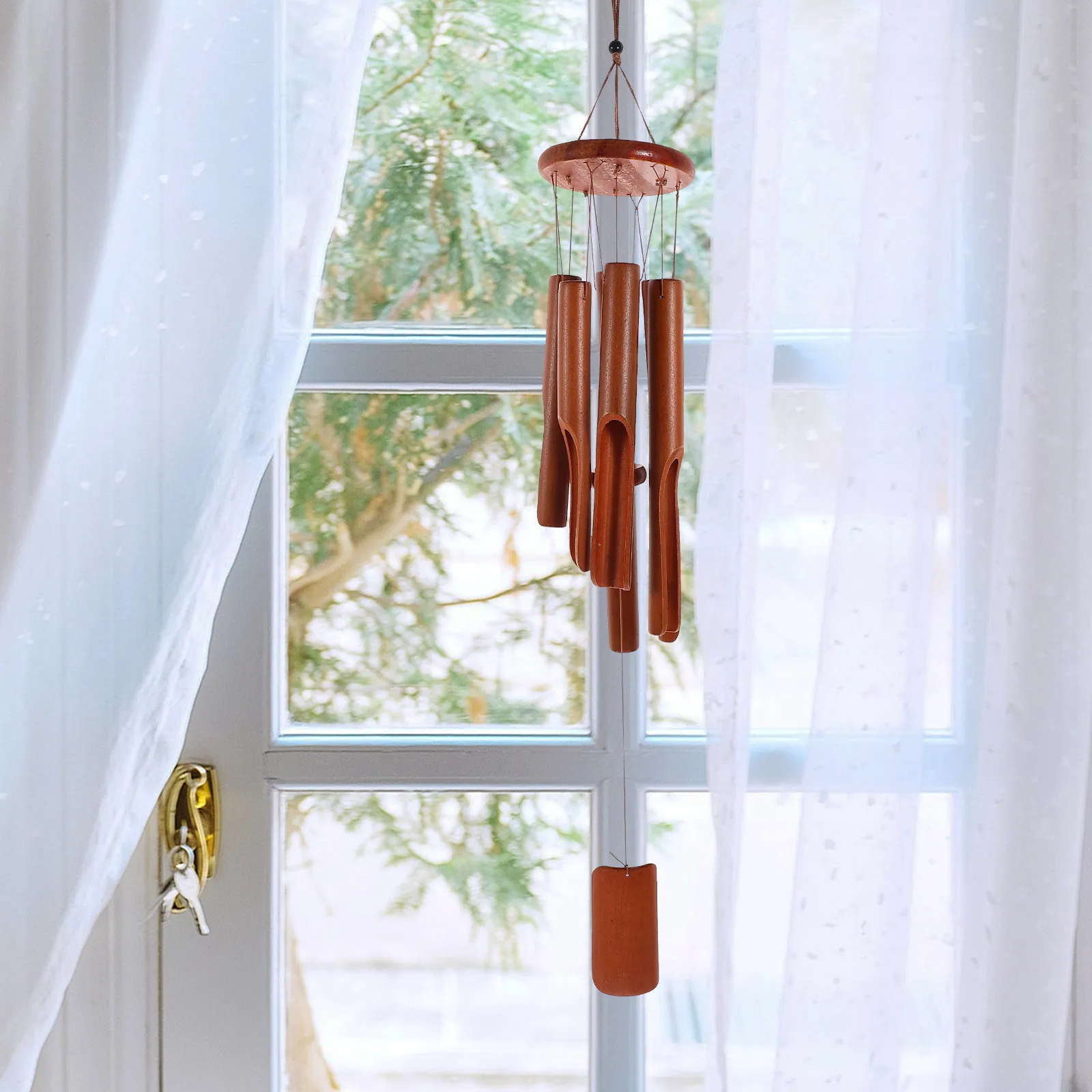 Outdoor Bamboo Wind Chime Hanging Decoration Patio Wind Chimes for Garden Home Decor Classic Aesthetic Wind Bell