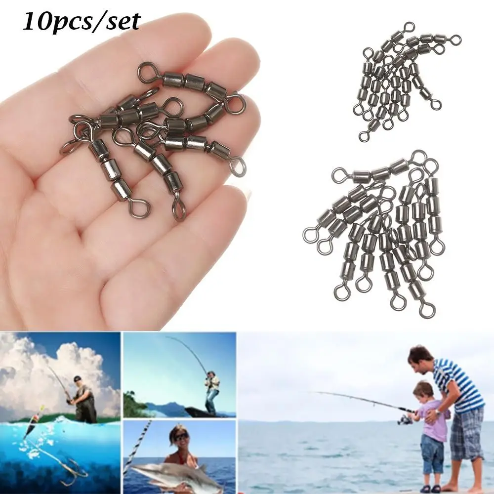 10pcs New Corrosion Resistant High Quality Lightweight Safe Fishing Swivels Rolling Triple Bearing Quick Connect