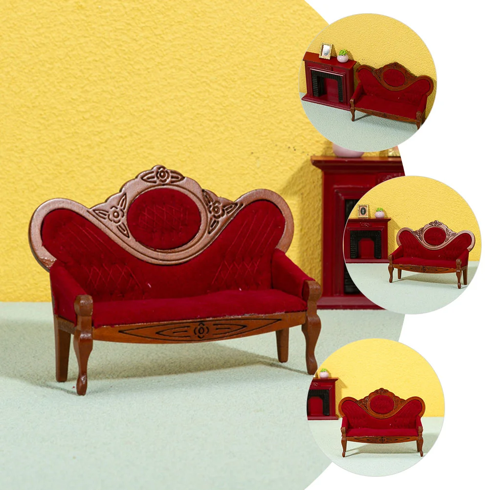 3 Pcs Peach Armchair Miniature Furniture Toys Dollhouse Dining Chairs Dolls Sofa Tiny Model Adorable Delicate