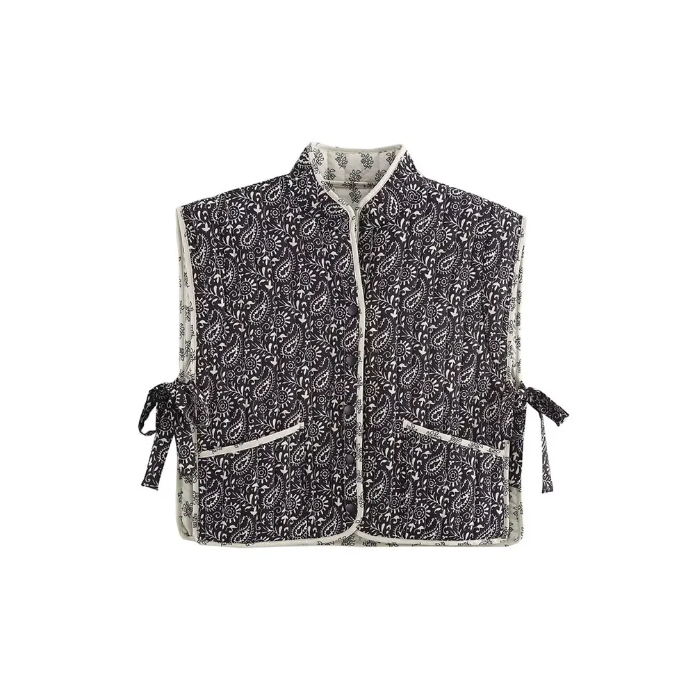 

Autumn new women's clothing fashion casual versatile print on both sides wearing cotton vest