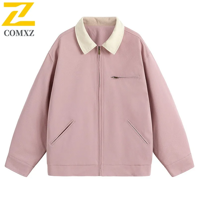 

Men Collar Jacket Unisex Couple Cross Border Trend Outdoor Mountain Style Lightweight Water Resistant Streetwear Fashion Coat