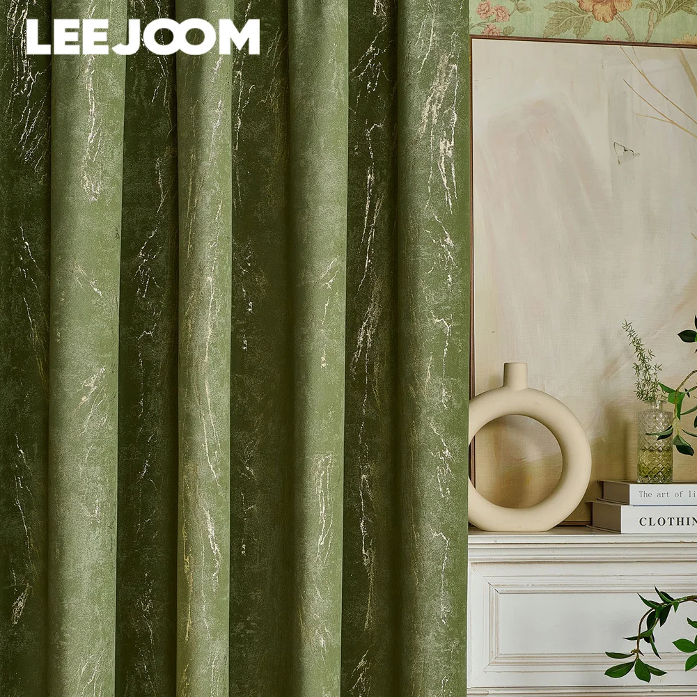 

LEEJOOM Luxury Hot Stamping Velvet Curtain Blackout Bedroom Custom Thickened Soft Living Room Curtain Blinds 1P