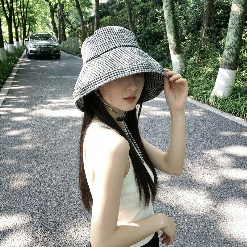 Women's Wide Brim Sun Protection Fishing Cap Breathable Outdoor Spring Summer Hat Face Slimming Large Head Circumference