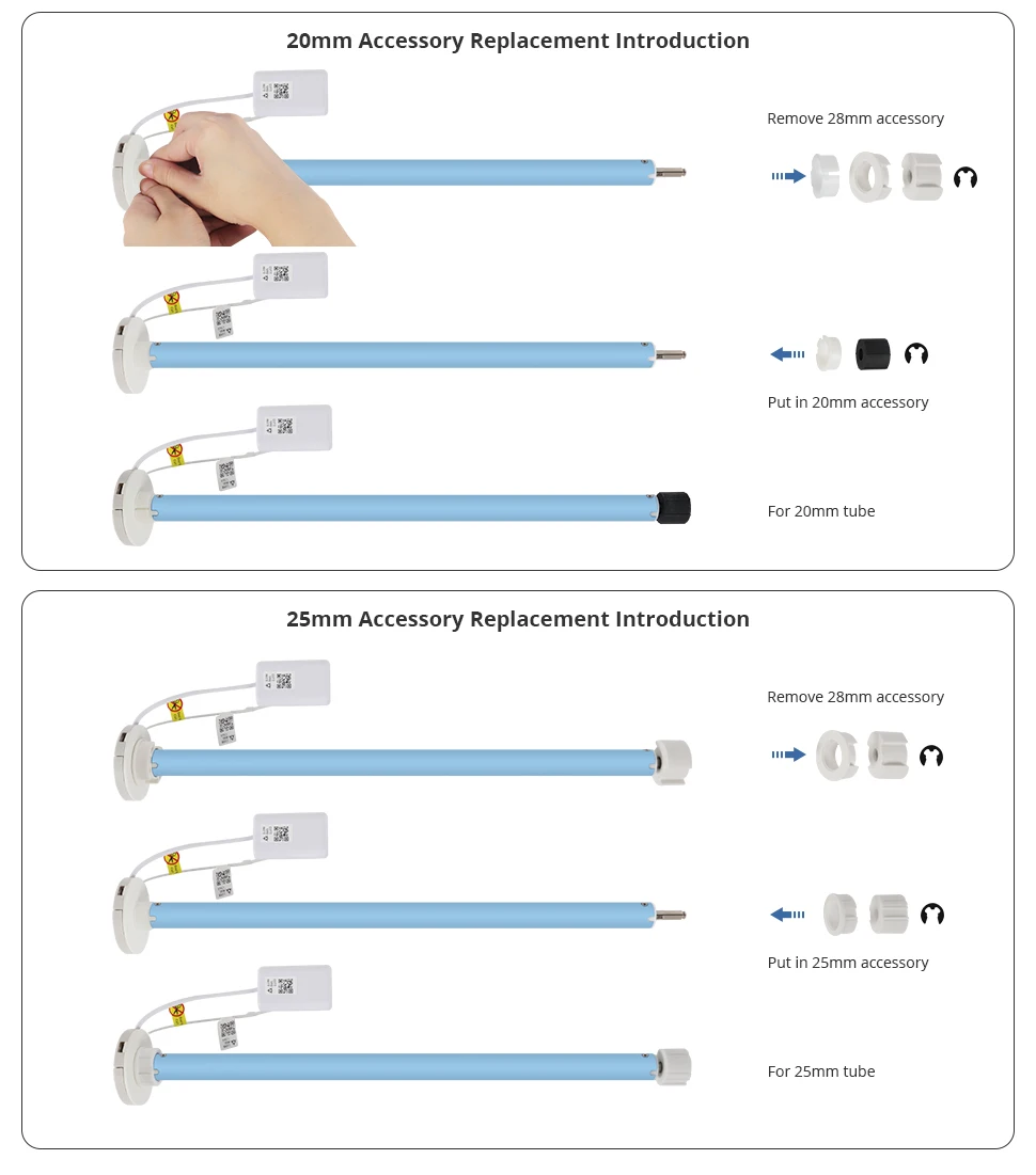 Zemismart Matter Thread Wiederaufladbarer Rolladenmotor für 20 25 28mm Rohre, Kompatibel mit Homekit, Google Home, Smartthings, Alexa – Detail 10