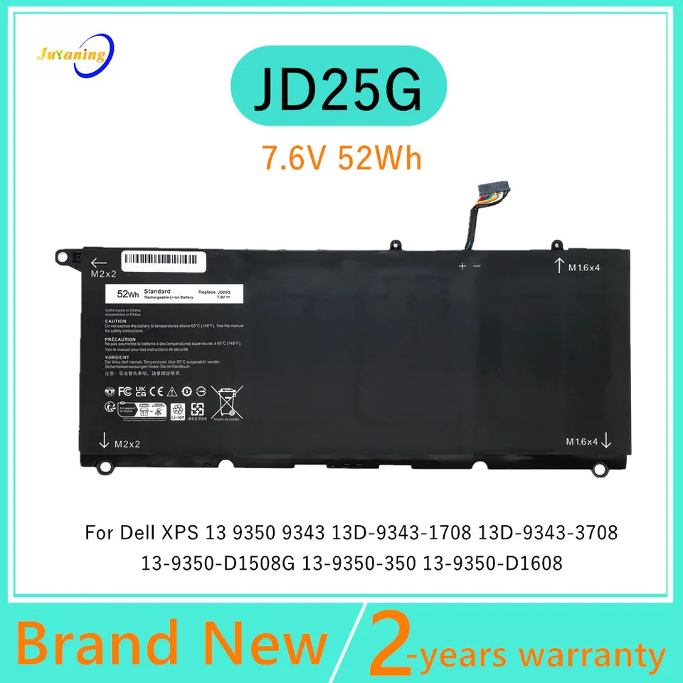 JD25G Laptop Battery 52Wh for Dell XPS 13 9343 9350