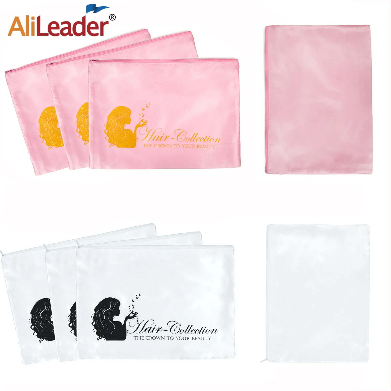 Zipper Satin Storage Bags Satin Wig Bag Packaging/Storage Bags For Multiple Wigs Bundles Packaging Bag For Home And Salon Use