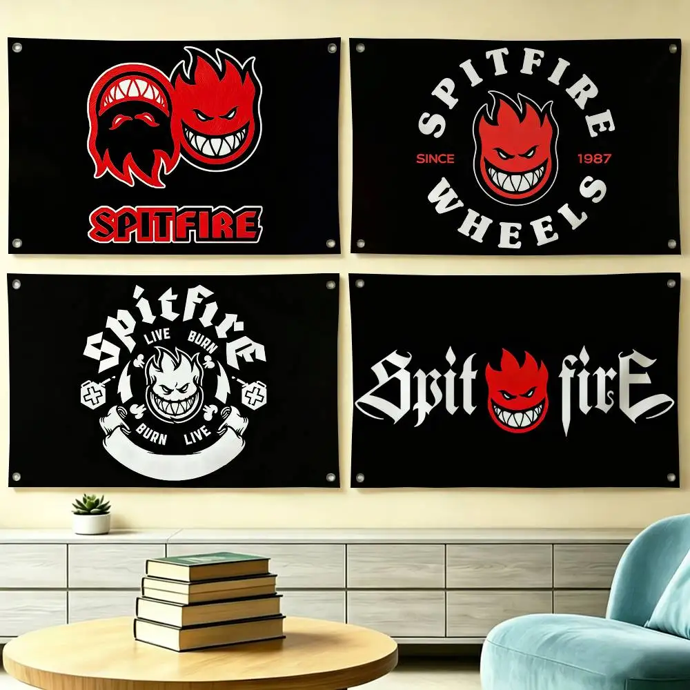 S-Spitfire W-Wheels Logo Flags Wall Hanging Tapestry Outdoor Garage Room Decorative flag Background Blanket