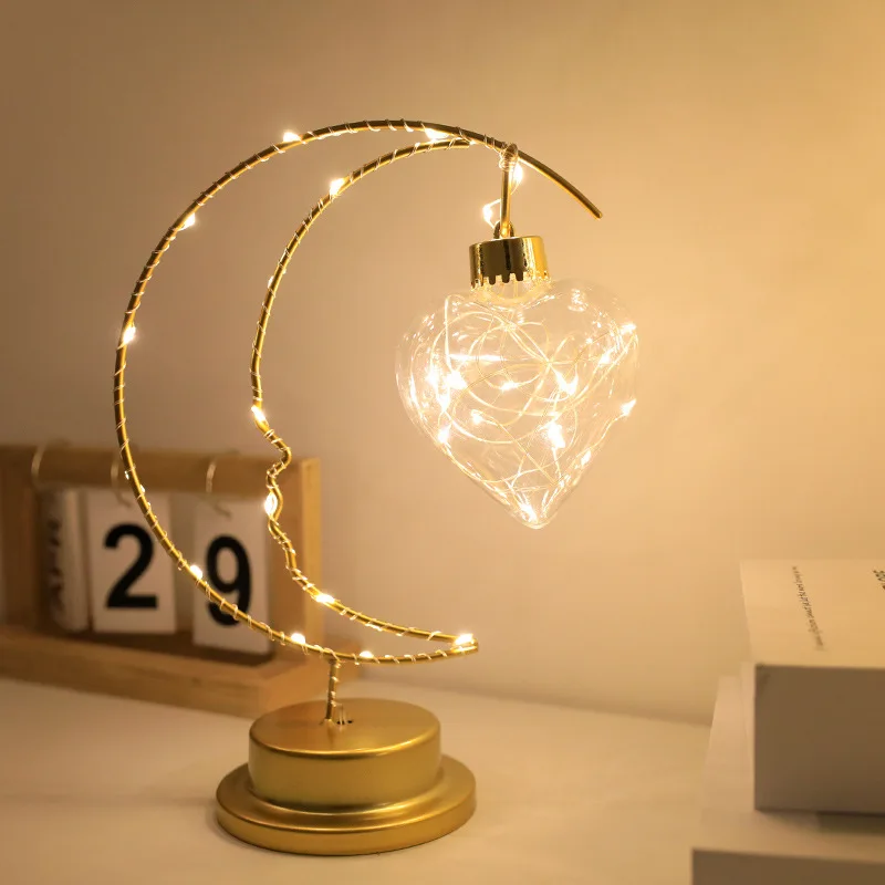 eletrônicos mais vendidos Christmas decorative lamp wrought iron moon indoor ornament night light birthday gift styling lamp