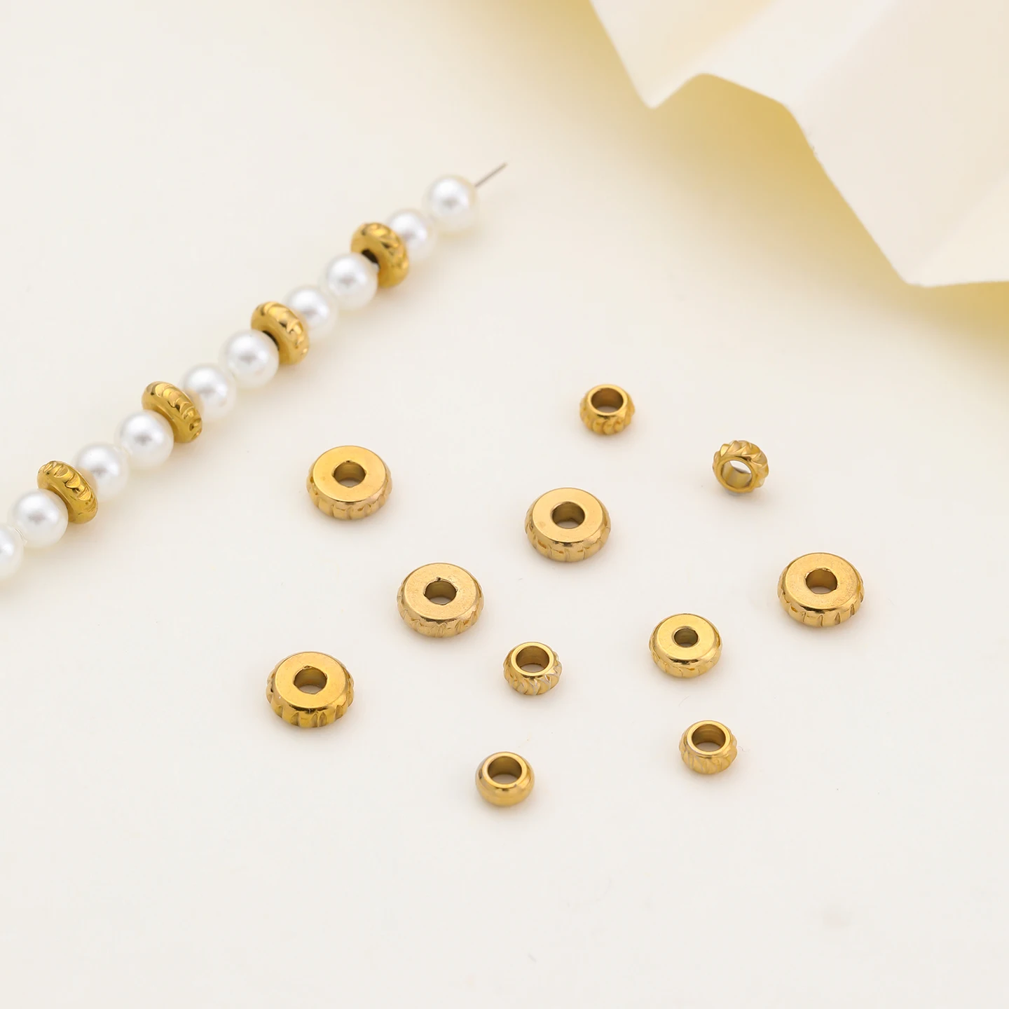 10pcs 304 Stainless Steel Flat Round Spacer Beads For Bracelet Jewelry Gold Loose Beads DIY Jewelry Findings Handmade Supplies view 3