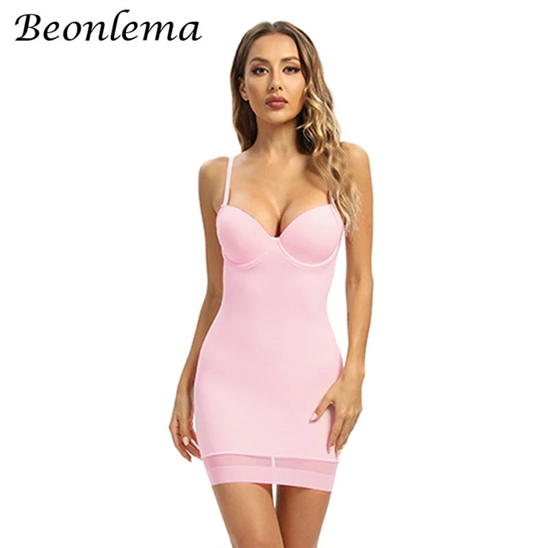 Vestido Sexy para adelgazar y dar forma a la ropa interior de mujer, deslizadores de Control, revestimiento plano del vientre con copas, lencería reductora