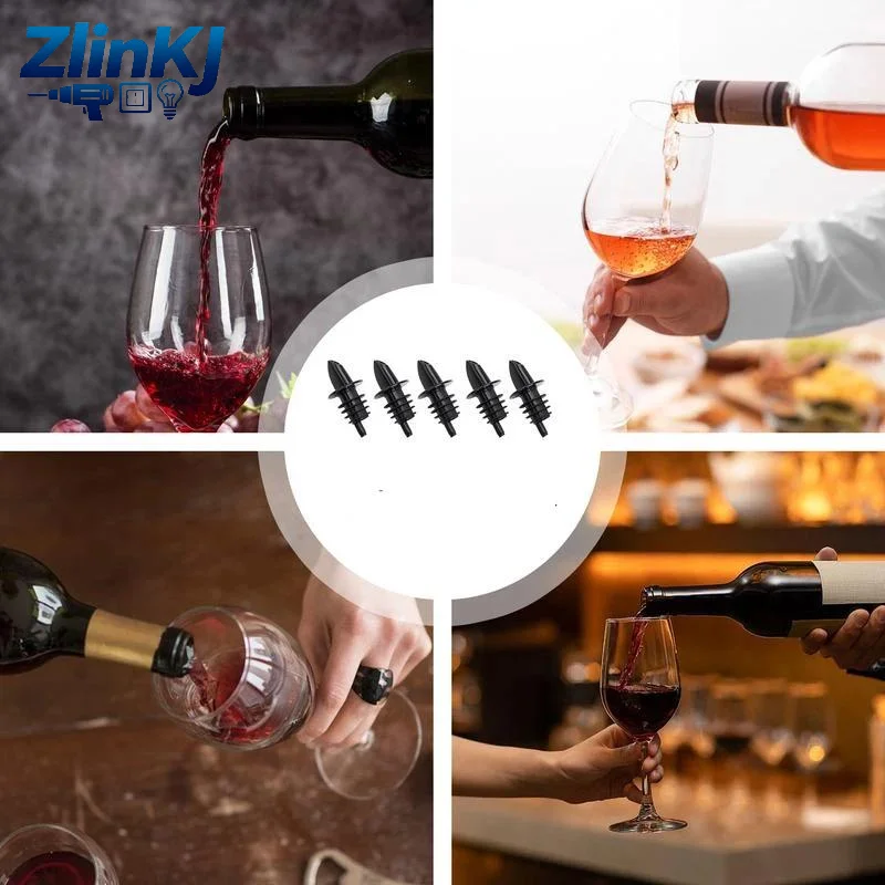 1/2/5PCS Reusable Bottle Pourer PVC Threaded Design Liquor Wine Pour Spout BPA Free Wine Accessories for Bar Restaurant Home Us