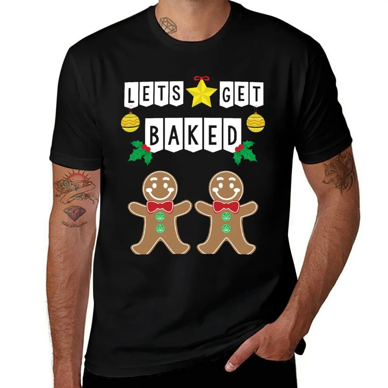 Let's Get Baked Ugly Christmas Sweater T-Shirt Comfortable Workout Short Sleeve Shirt