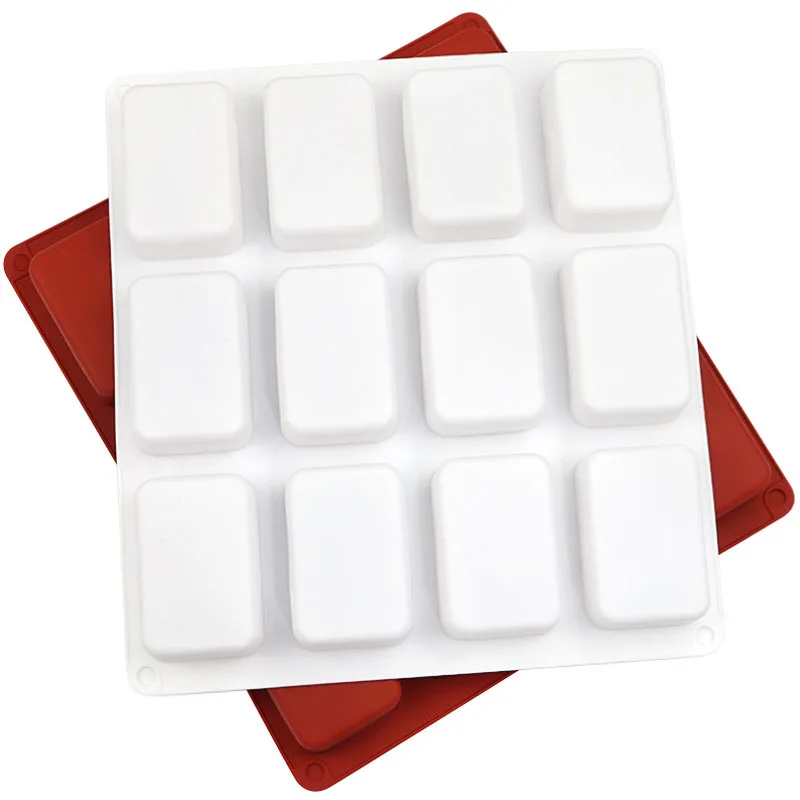 12 Cavity DIY Soap Making Supplies 3D Silicone Cake Mould Rectangle Shape Silicone Handmade Baking Mold Soap Mold