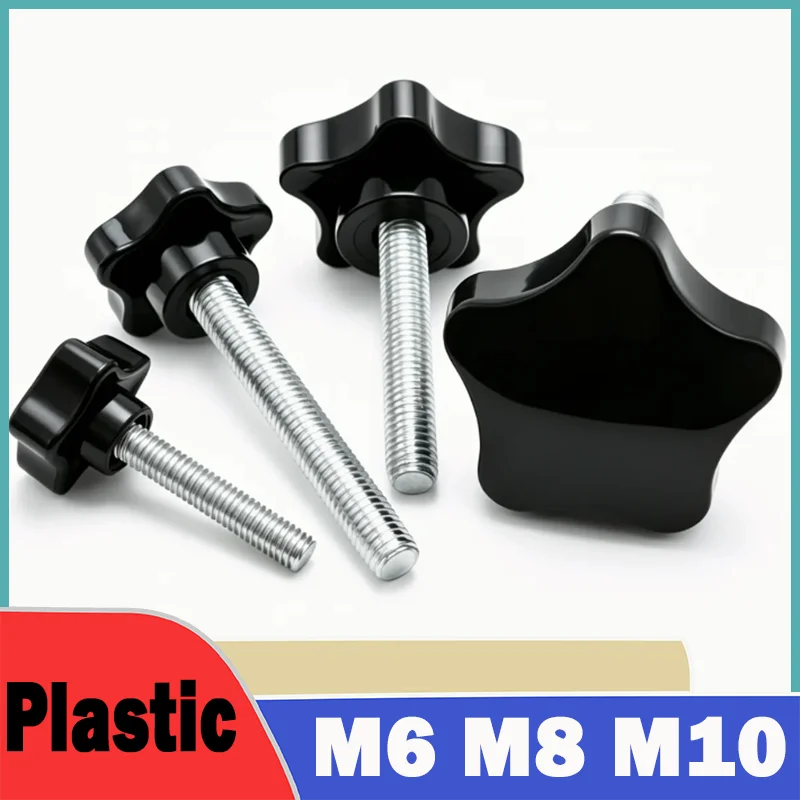 1/2Pcs M6 M8 M10 38# Thread Star Shaped Clamping Bolt Knob Bakelite Plastic Head Handle Screw For Industry Equipment