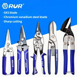 RUR Iron Sheet Scissors Tin Sheet SK5 Sheet Metal Snip Aviation Scissor Metal Cutting Iron Plate Cut Scissor Industrial Tools