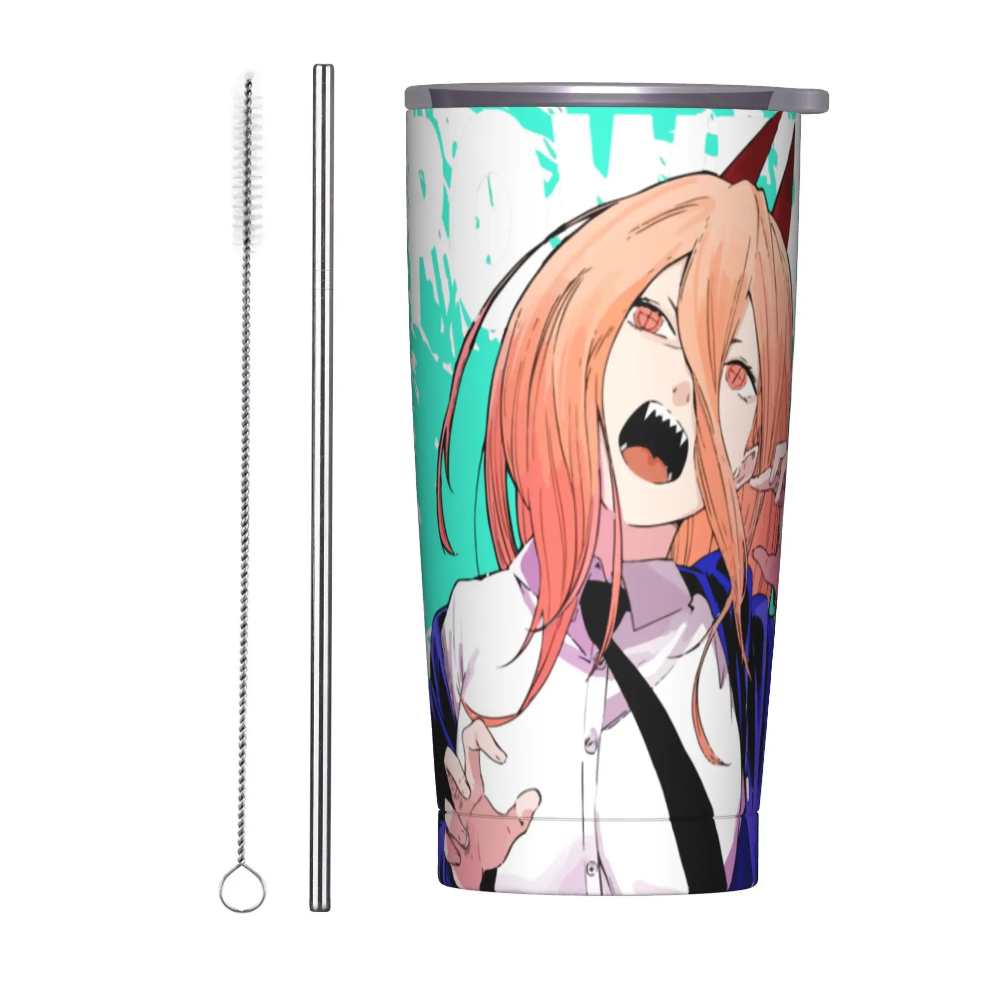 

Chainsaw Man Insulated Tumbler with Straws Anime Manga Man Denji Stainless Steel Thermal Mug Outdoor Travel Bottle Cup, 20oz