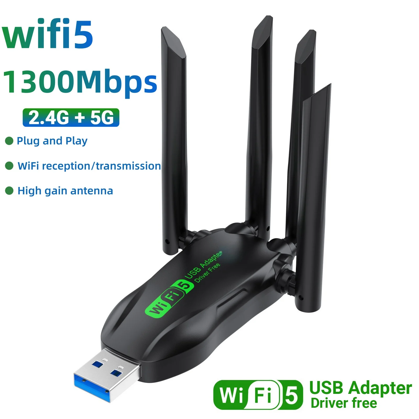 

1300 Мбит/с USB 3.0 адаптер WiFi5 двухдиапазонный драйвер беспроводной сетевой карты 2,4G/5 ГГц Бесплатный Wi-Fi-приемник для настольных компьютеров и ноутбуков