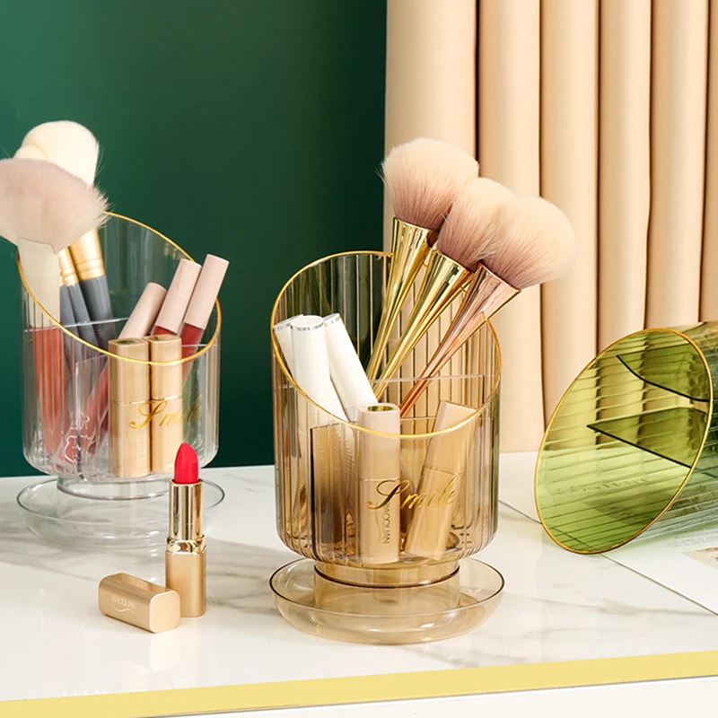 Makeup Brush Storage Box Desktop Round Eyebrow Pencil Lipstick Holder Makeup Organizer Cosmetics Container Brush