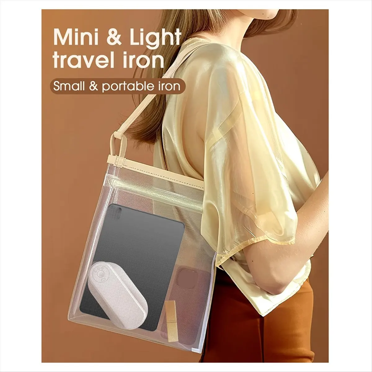 Cordless Travel Iron for Clothes,Mini Size Iron (No Steam),0.7 Lbs Light Weight Portable Iron,with Storage Box,Heat Pads-ABLM