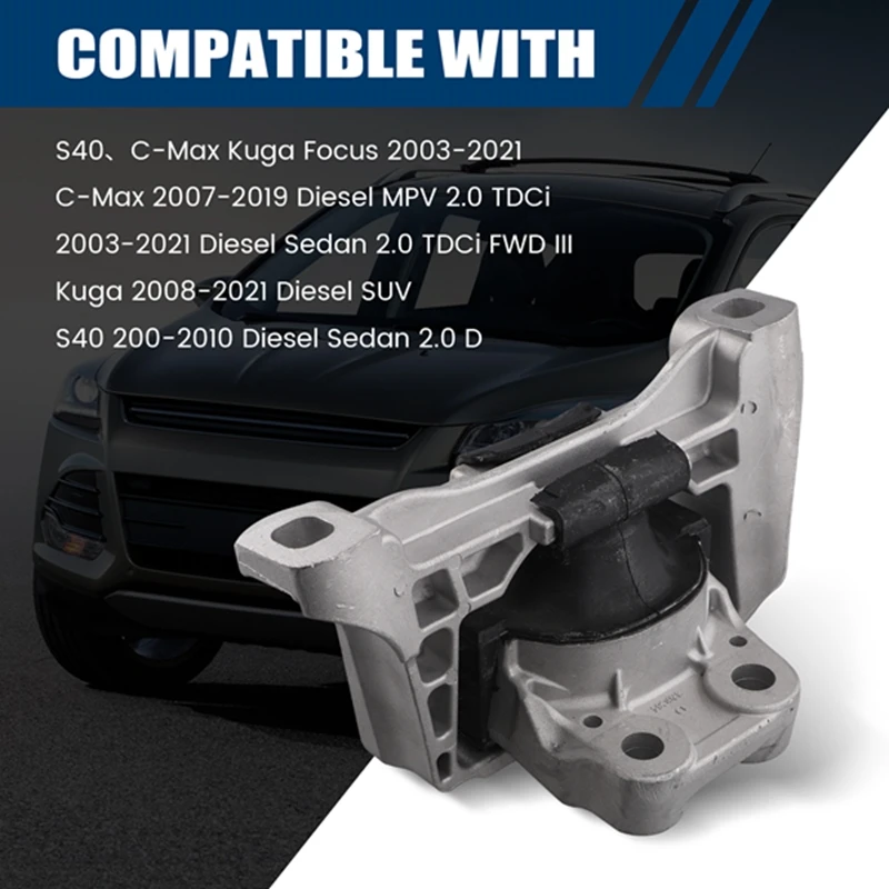 Guarnizione staffa di montaggio motore destra Assy 7M51-6F012-YB per Volvo S40 Ford C-Max Kuga Focus 2003-2021 1543750   7M516F012YB