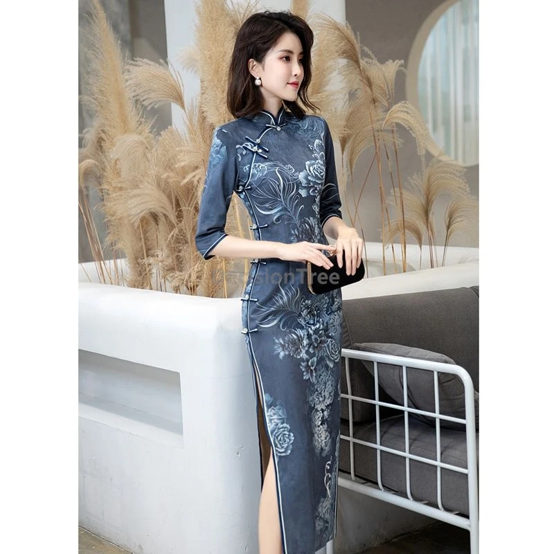 

2025 chinese vintage traditional qipao old shanghai women's elegant daily retro cheongsam high temperament improved qipao dress
