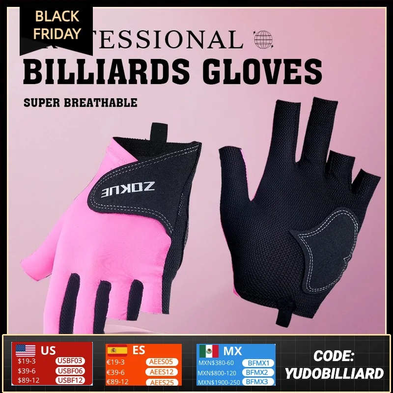 ZOKUE Billiard Glove with Left Hand 3 Fingers Professional Pool Glove Medium High Quality Carom Glove for Billiard Accessories