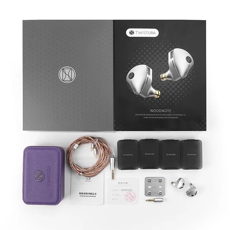 TWISTURA WOODNOTE インイヤーイヤホン 3.5/4.4mm プラグ デュアルダイナミックドライバーヘッドフォン 交換可能なフィルターノズル