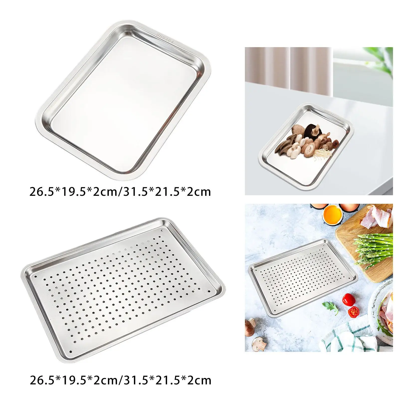 Stainless Steel Baking Pan Tray Cookie Sheet Rectangular Decorative Mirrored Platter for Family Gathering Baking Shop