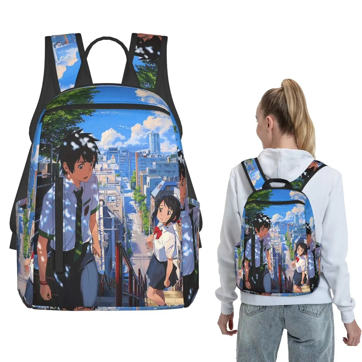 

Japanese Anime Your Name Backpack Large Capacity Kids BookBag School Bag Shoulder Bags for Men Women