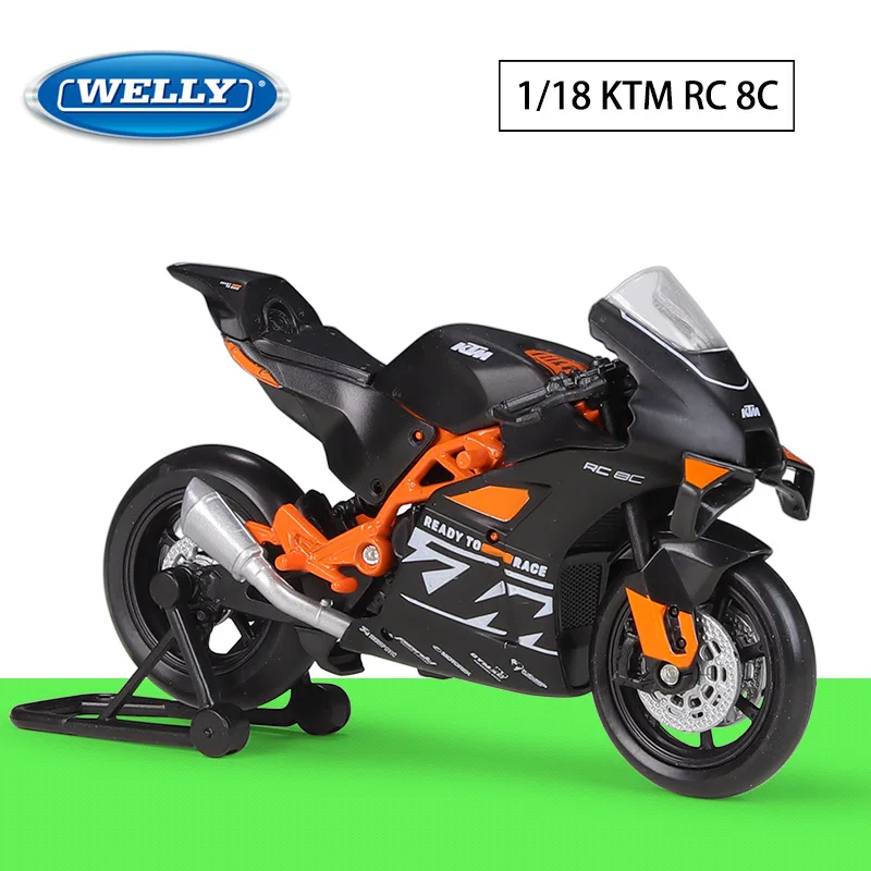 WELLY 1/18 KTM RC 8C Alloy Die Cast Motorcycle Model Toy Vehicle Collection Autobike Shork-Absorber Off Road Autocycle Toys Car